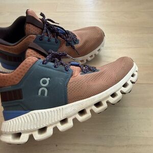 On Running WOMENS Tan and Blue Sneakers